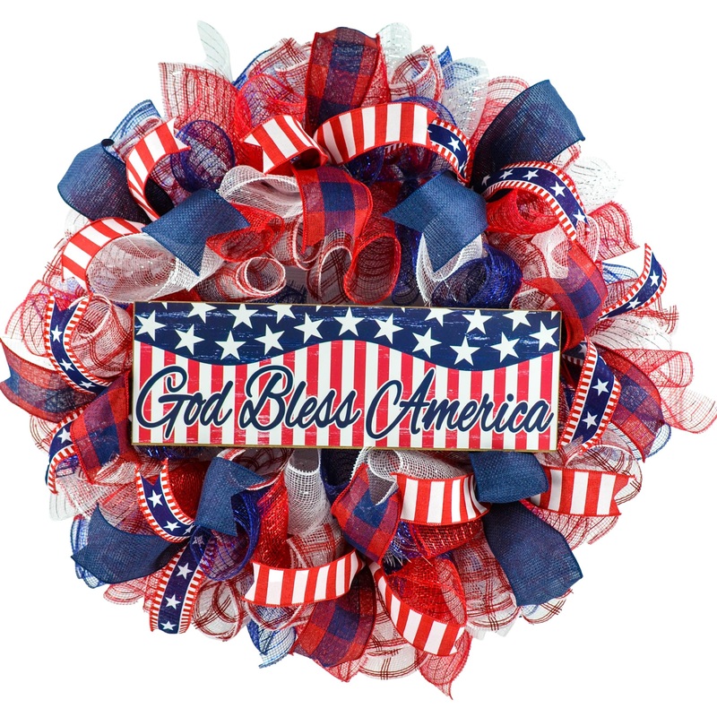 4th of July Door Wreath, God Bless America Wreaths