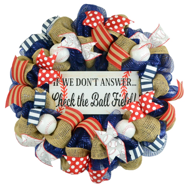 Baseball Wreath | We’re at the Ball Field | Navy Blue Red White