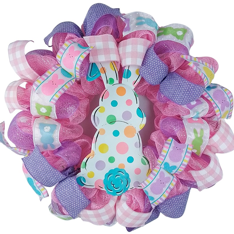 Bright Easter Bunny Wreath – Whimsical Easter Decorations – Ideal Gift for Teachers or Houses with Kids