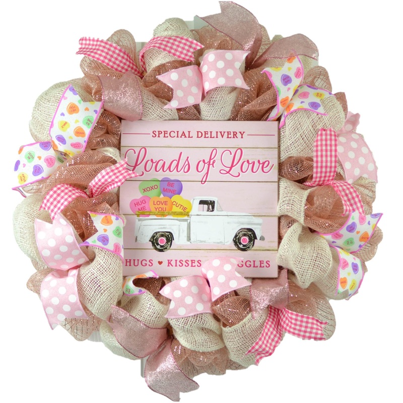 Conversation Heart Valentine’s Day Wreath – Valentines Loads of Love Decoration