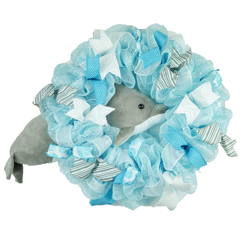 Dolphin Wreath – Girls Room Decor Gift – Ocean Lover Outdoors Decor