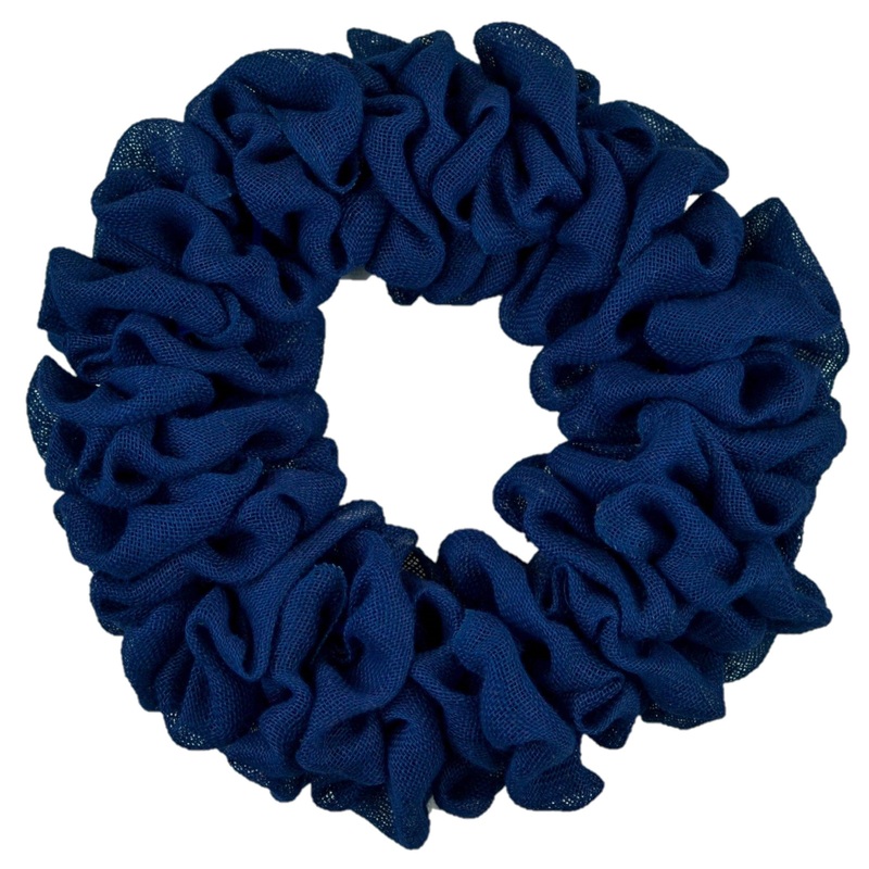 Navy Blue Plain Burlap Wreath Already Made – Everyday Wreath to Decorate DIY – Add Bow, Ribbons on Your Own – Premade
