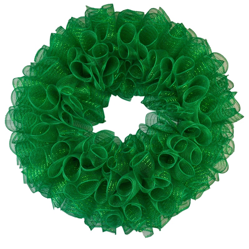 Plain Wreath Base Already Made – Mesh Everyday Wreath to Decorate DIY – Starter Add Bow, Ribbons on Your Own – Premade (Metallic Emerald Green)