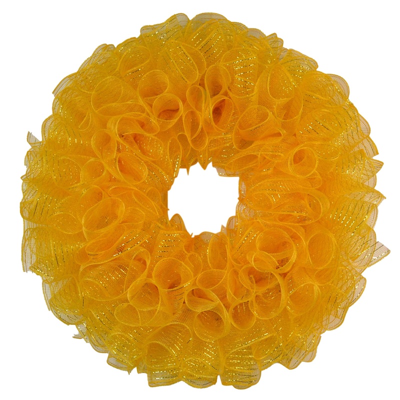 Plain Wreath Base Already Made – Mesh Everyday Wreath to Decorate DIY – Starter Add Bow, Ribbons on Your Own – Premade (Metallic Gold)