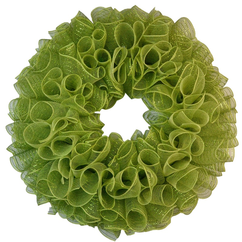 Plain Wreath Base Already Made – Mesh Everyday Wreath to Decorate DIY – Starter Add Bow, Ribbons on Your Own – Premade (Metallic Moss Green)