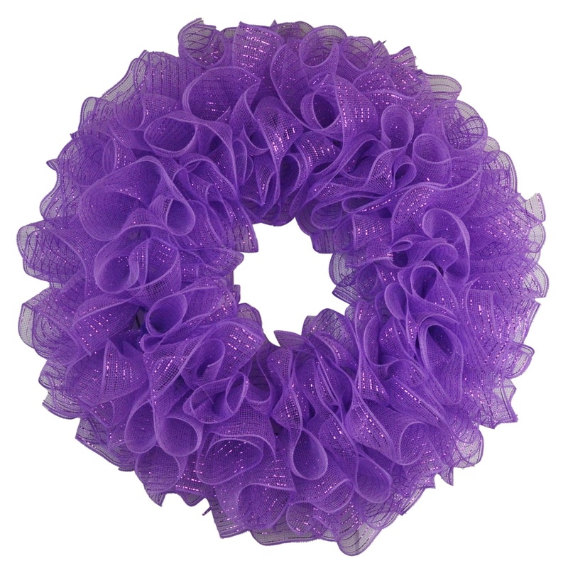 Plain Wreath Base Already Made – Mesh Everyday Wreath to Decorate DIY – Starter Add Bow, Ribbons on Your Own – Premade (Metallic Purple)