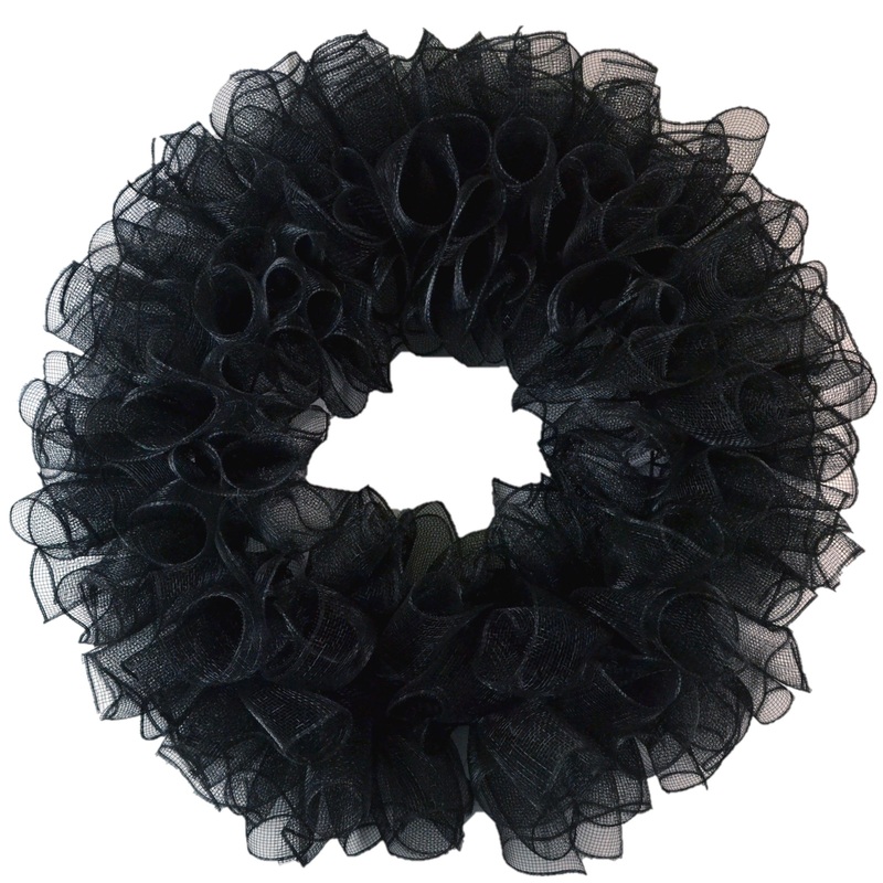 Plain Wreath Base Already Made – Mesh Everyday Wreath to Decorate DIY – Starter Add Bow, Ribbons on Your Own – Premade (Non-Metallic Black)