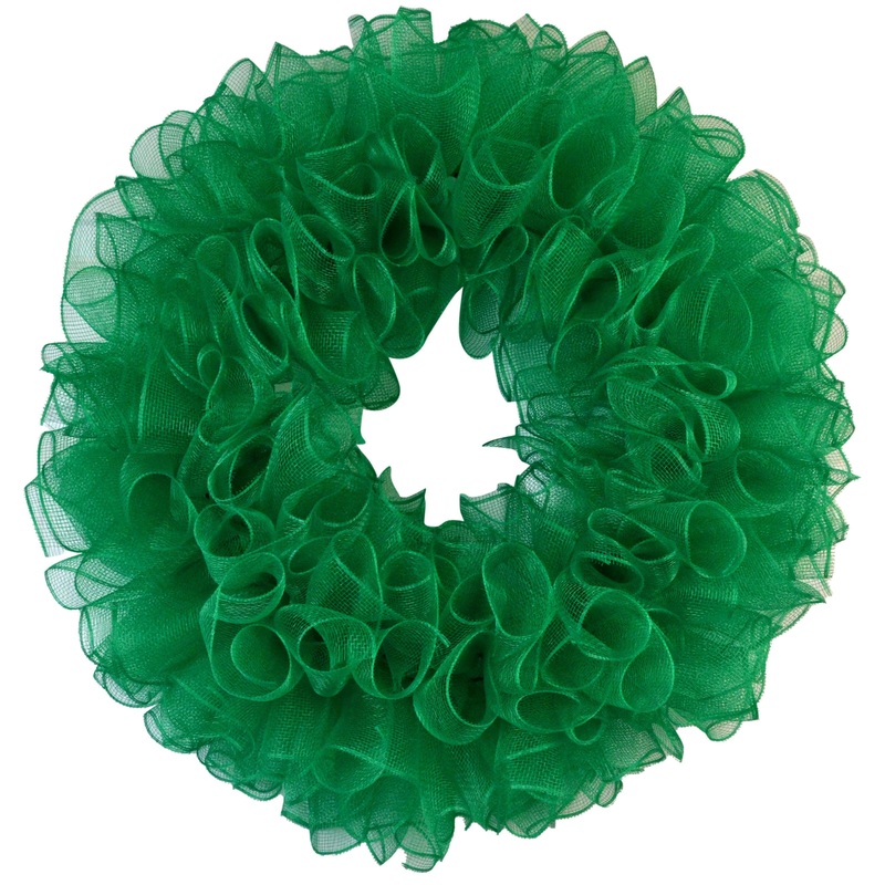 Plain Wreath Base Already Made – Mesh Everyday Wreath to Decorate DIY – Starter Add Bow, Ribbons on Your Own – Premade (Non-Metallic Emerald Green)