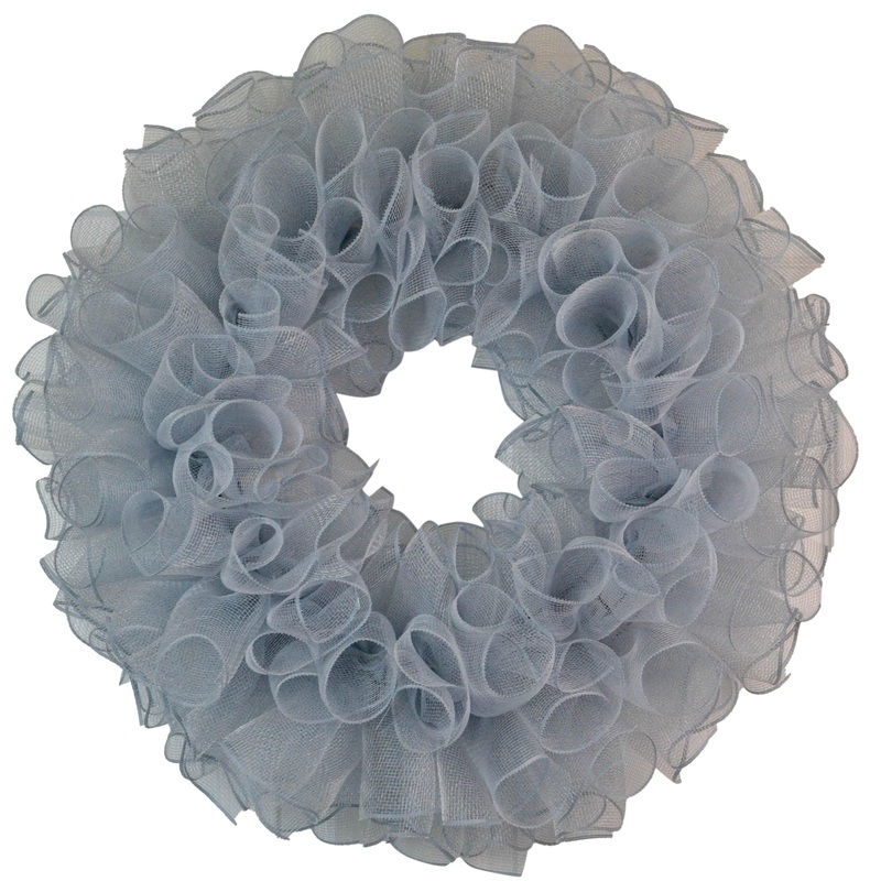 Plain Wreath Base Already Made – Mesh Everyday Wreath to Decorate DIY – Starter Add Bow, Ribbons on Your Own – Premade (Non-Metallic Grey)
