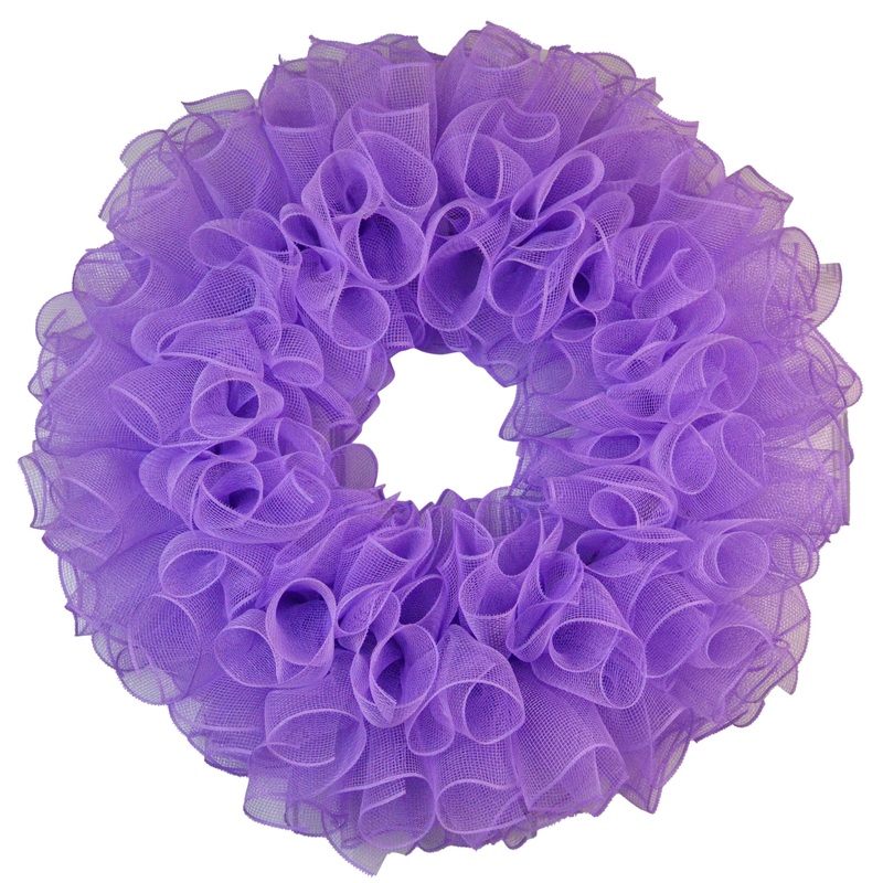 Plain Wreath Base Already Made – Mesh Everyday Wreath to Decorate DIY – Starter Add Bow, Ribbons on Your Own – Premade (Non-Metallic Lavender)