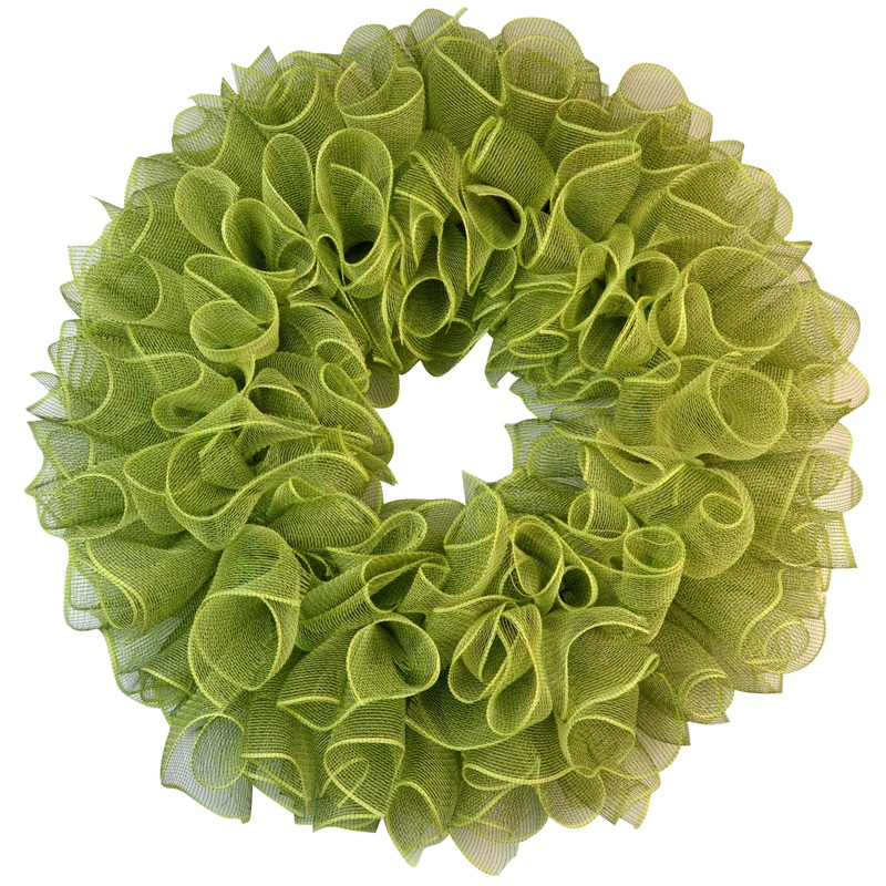 Plain Wreath Base Already Made – Mesh Everyday Wreath to Decorate DIY – Starter Add Bow, Ribbons on Your Own – Premade (Non-Metallic Moss Green)