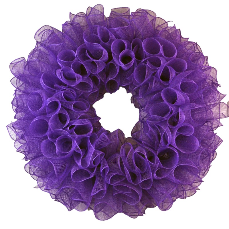Plain Wreath Base Already Made – Mesh Everyday Wreath to Decorate DIY – Starter Add Bow, Ribbons on Your Own – Premade (Non-Metallic Purple)