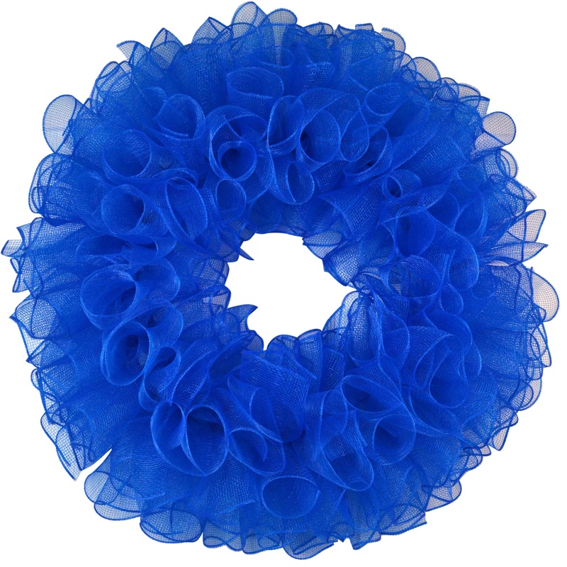 Plain Wreath Base Already Made – Mesh Everyday Wreath to Decorate DIY – Starter Add Bow, Ribbons on Your Own – Premade (Non-Metallic Sky Blue)