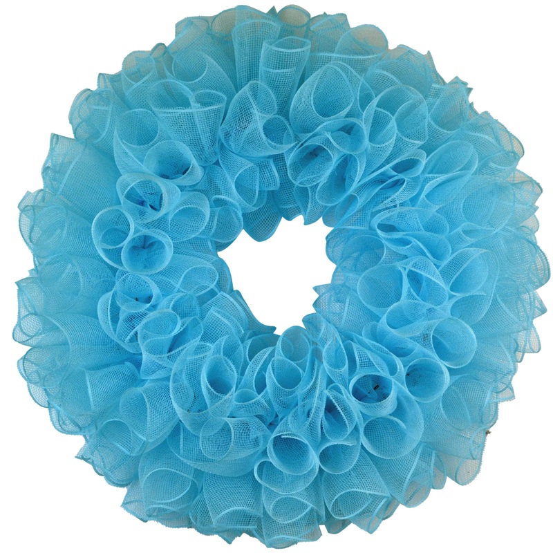 Plain Wreath Turquoise Base Already Made – Mesh Everyday Wreath to Decorate DIY – Starter Add Bow, Ribbons on Your Own – Premade (Non-Metallic Turquoise)