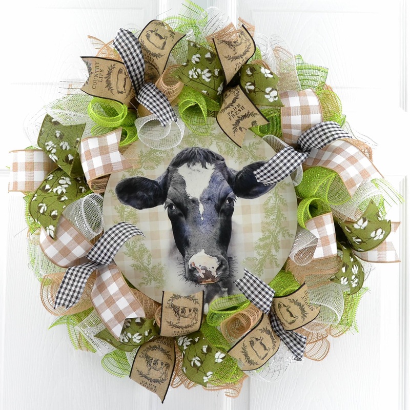 Cow Farmhouse Wreath – Everyday Wreath – Birthday Gift for Her