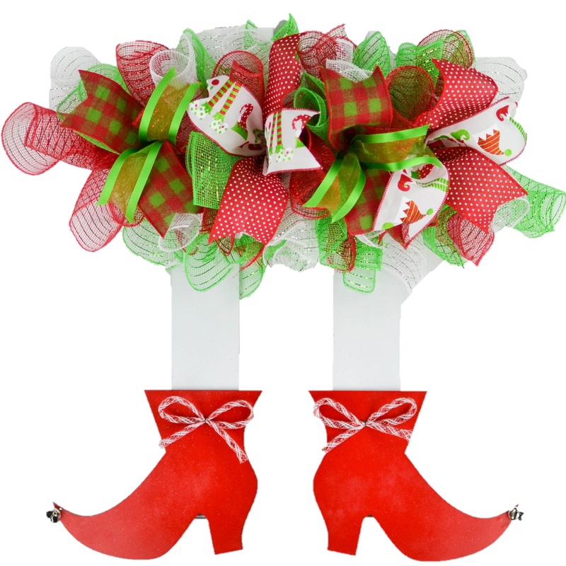 Elf Wreath | Christmas Holidays Wreath | Red Lime Green White No Thank You