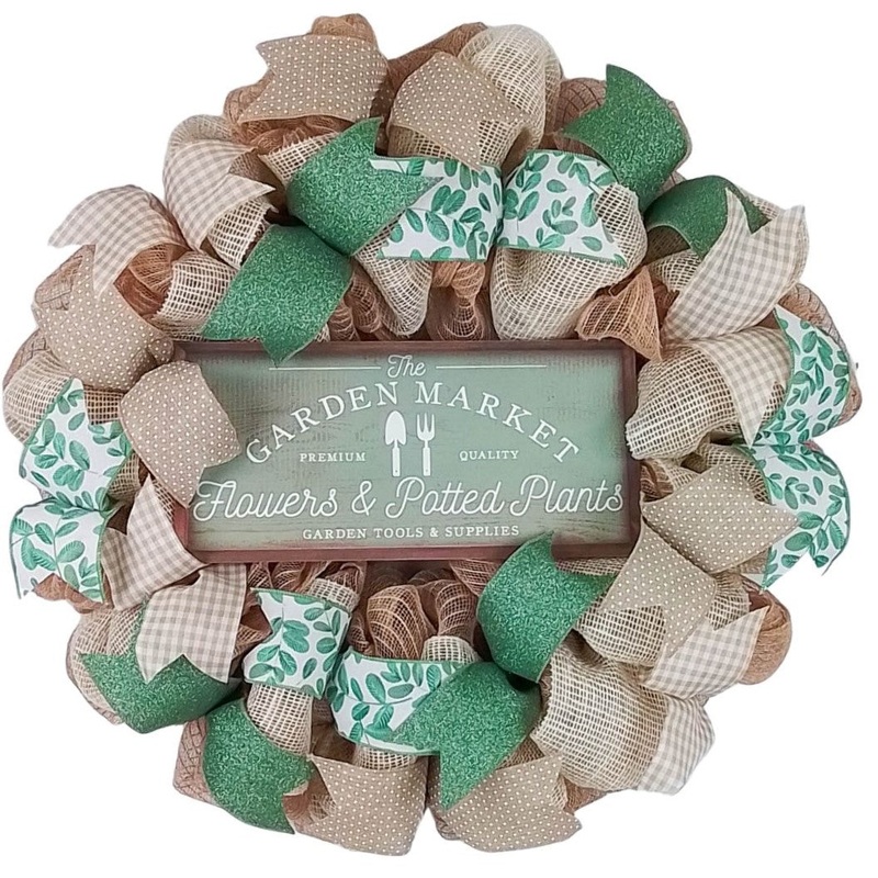 Farmhouse Spring Wreath – Garden Market Decor – Perfect Mother’s Day and Gardener Gift