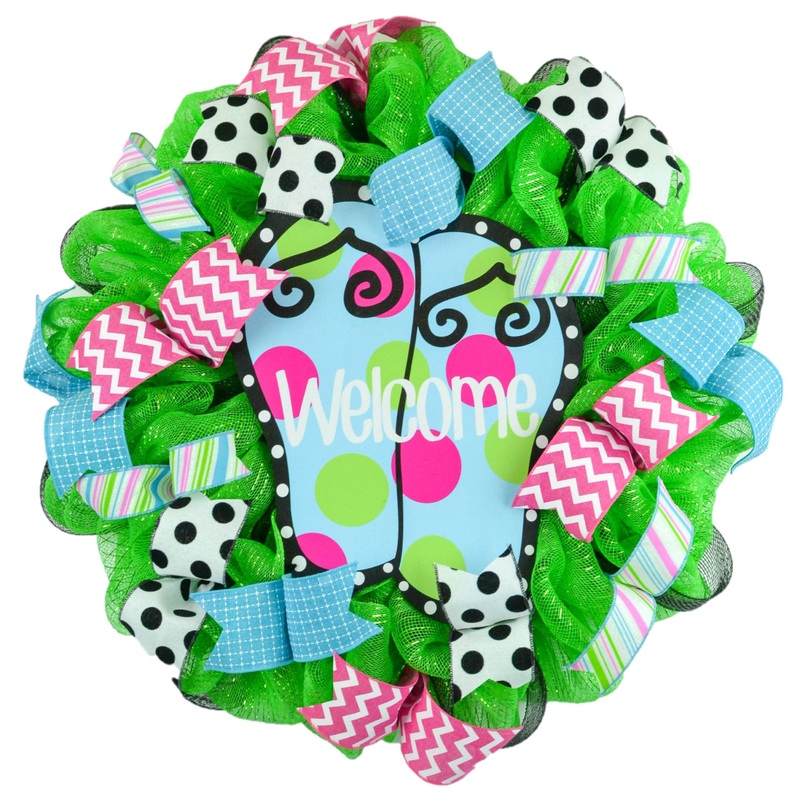 Welcome Flip Flop Wreath – Summer Spring Front Door Decor – Beach Decoration