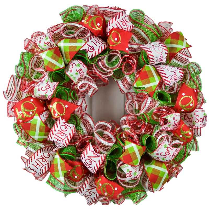 Bright Christmas Wreath – Whimsical Holiday Front Door Decor No Centerpiece