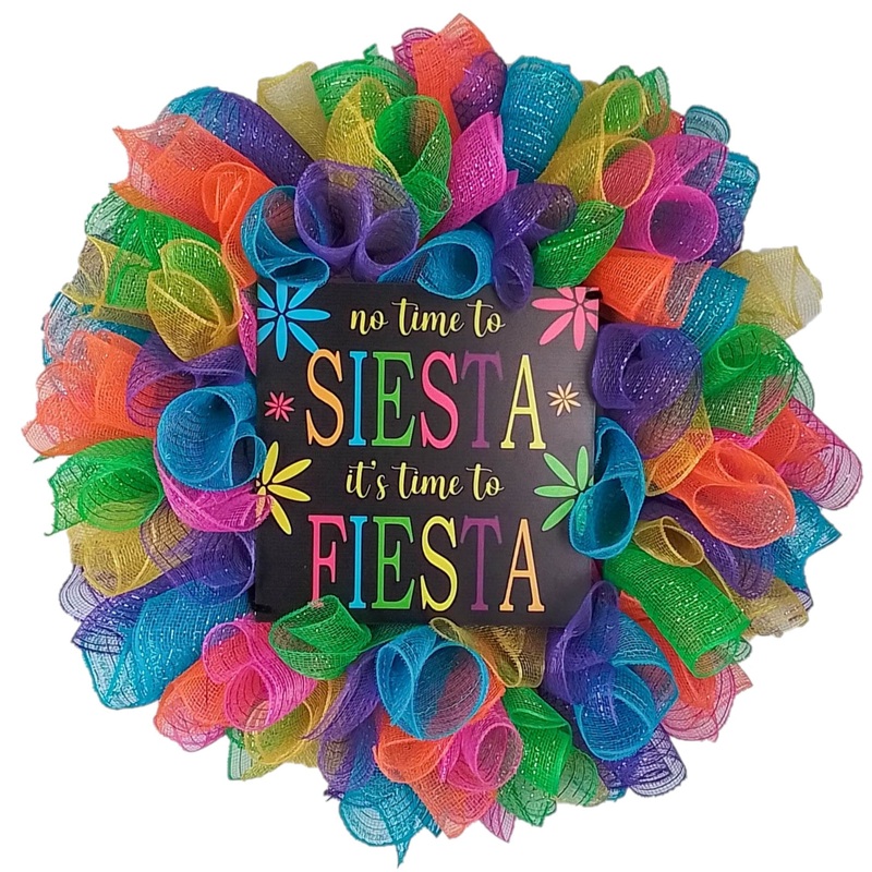 Bright Fiesta Party Wreath – Colorful Birthday Decor – Versatile Indoor/Outdoor Cinco de Mayo Decoration