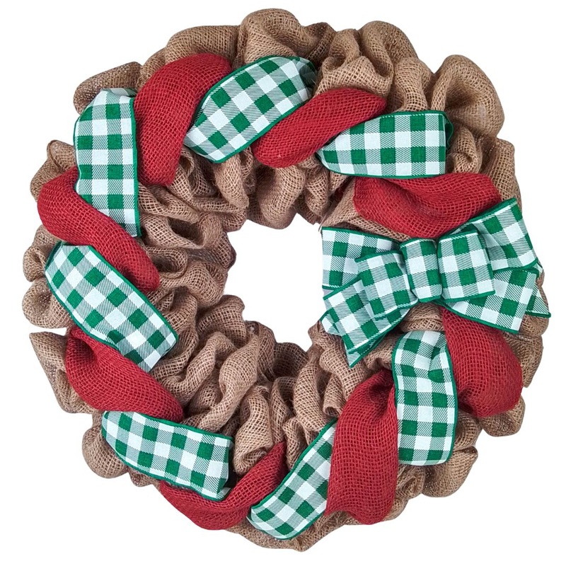Buffalo Check Burlap Front Door Wreath – Black White Everyday Year Round Decor – Gift for Mom (Christmas) No Centerpiece