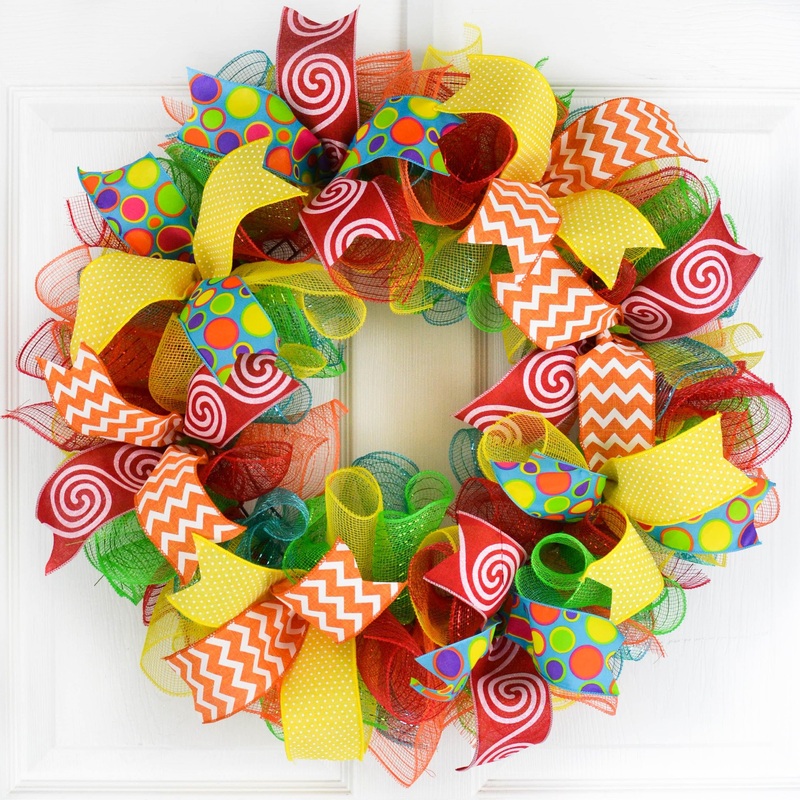 Custom Teacher Gifts, Primary Color Wreath No Centerpiece
