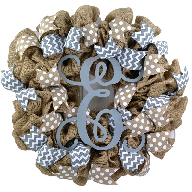 Everyday Burlap Monogram Wreath | LOTS of color options! No Centerpiece