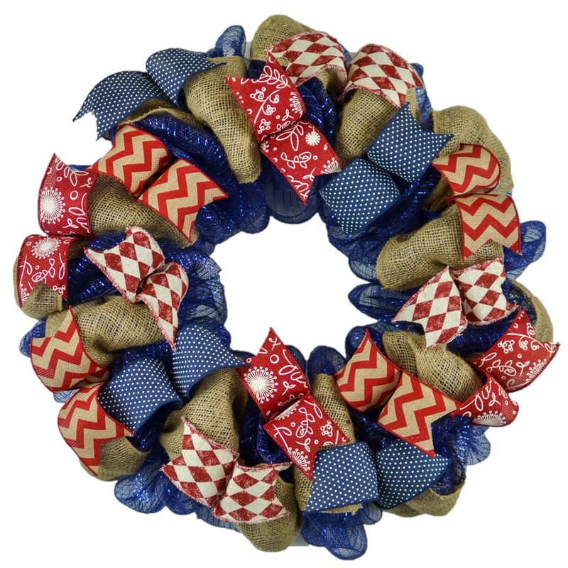Everyday Front Door Wreath, Navy Blue Burlap No Centerpiece