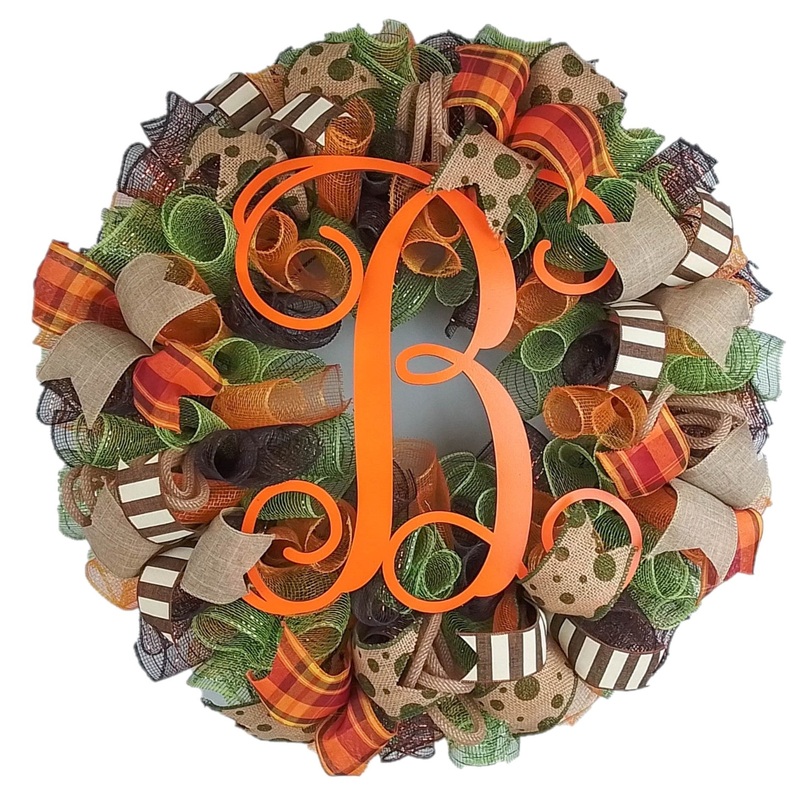 Fall Monogram Wreath, Autumn Thanksgiving Decor, Perfect Housewarming Gift No Centerpiece