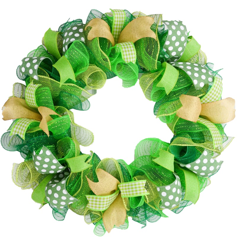 St Patricks Day Wreath, Green Gold No Centerpiece