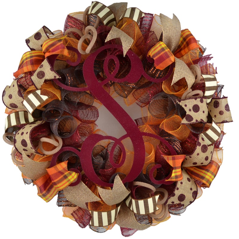 Thanksgiving Wreaths | Fall Monogram Door Wreath : F2 No Centerpiece