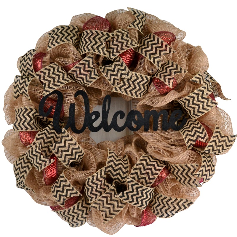 Welcome Wreaths Front Door | Burlap Everyday Year Round Front Door Wreath No Centerpiece