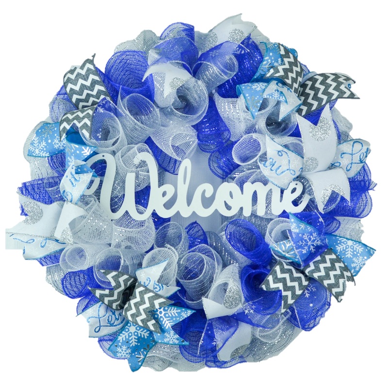 Winter Wreath | Hanukkah Wreath | Winter Mesh Wreath No Centerpiece