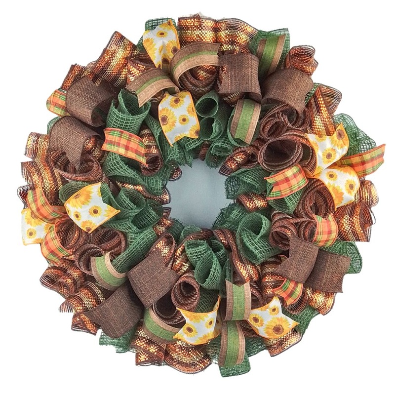 Autumn Inspired Burlap Wreath, Fall Themed Door Hanger, Seasonal Home Decor No Centerpiece