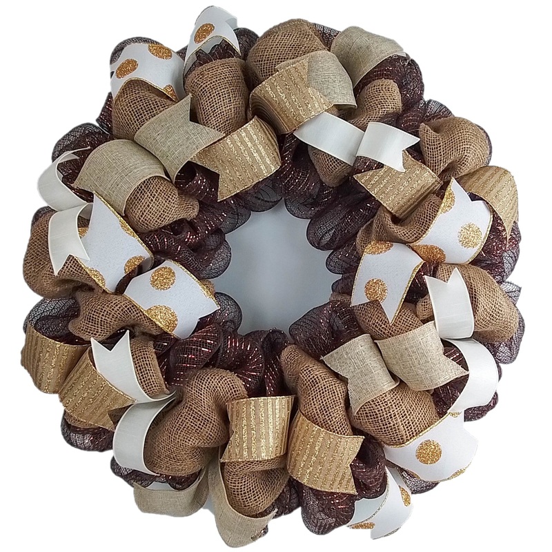 Brown Burlap Wreath, Year-Round Home Decor, Welcome Sign Optional No Centerpiece