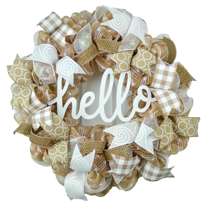 Everyday Burlap Front Door Wreath | Year Round Gift for Mom | Burlap Jute White No Centerpiece