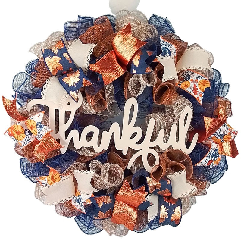 Fall Decorative Wreath, Autumn Door Hanger, Customizable Thanksgiving Decoration No Centerpiece