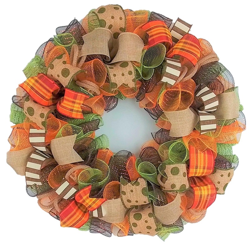 Fall Wreath Ideas | Thanksgiving Wreath Ideas | Fall Mesh Wreath : F1 No Centerpiece
