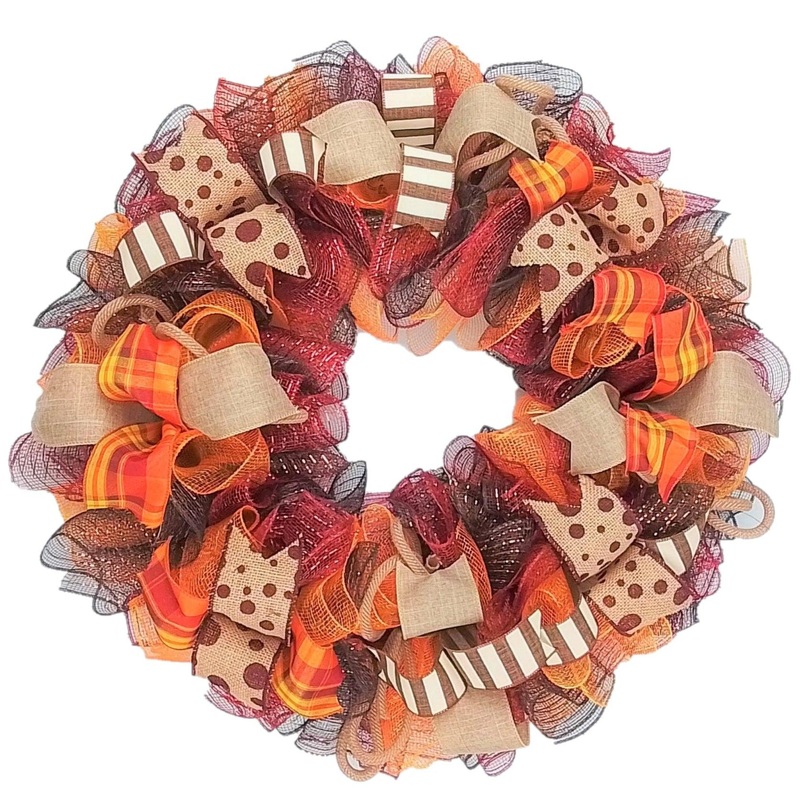 Fall Wreaths | Maroon Orange Thanksgiving Wreath : F2 No centerpiece