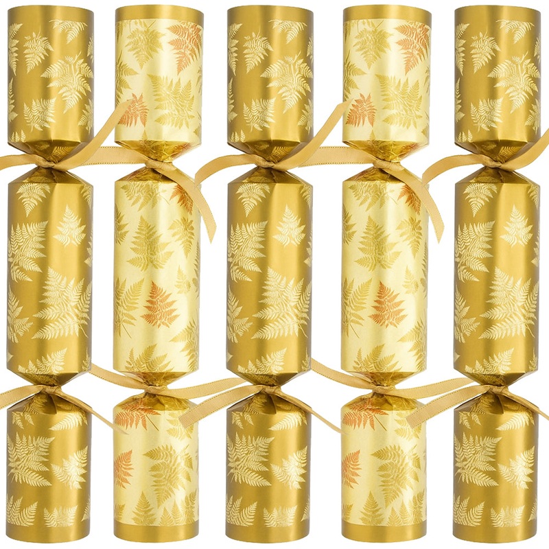100 x Christmas Crackers Eco-Friendly Gold Botanical – 11″ – Bulk Pack