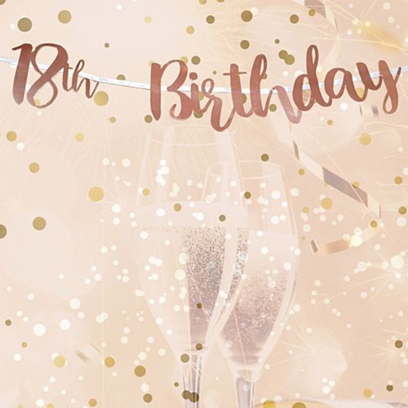 18th Birthday Rose Gold Letter Banner – 1m