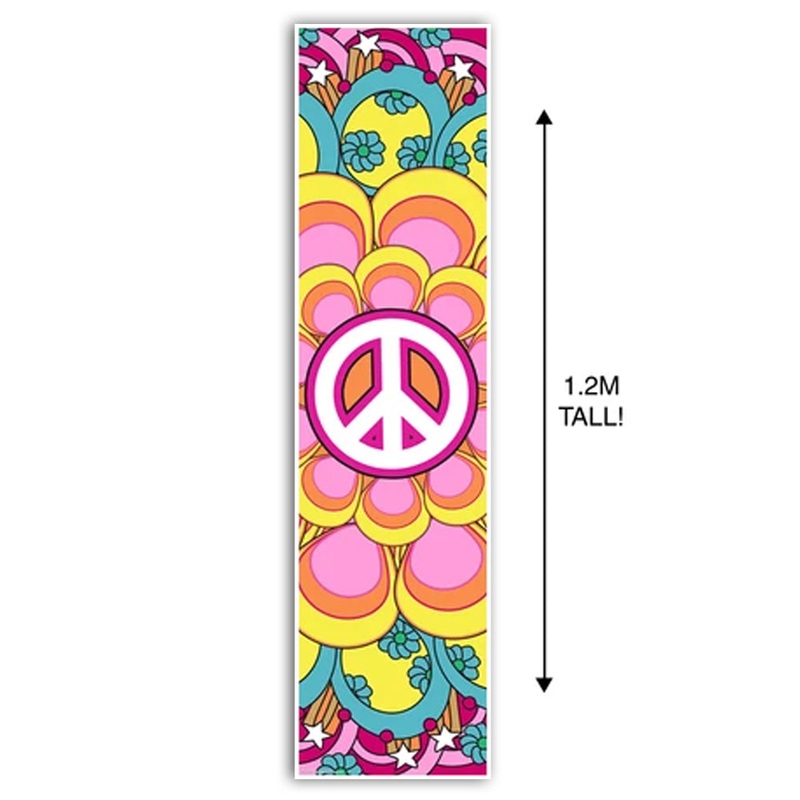 1960’s Hippie Peace Sign Portrait Wall & Door Banner Decoration – 1.2m