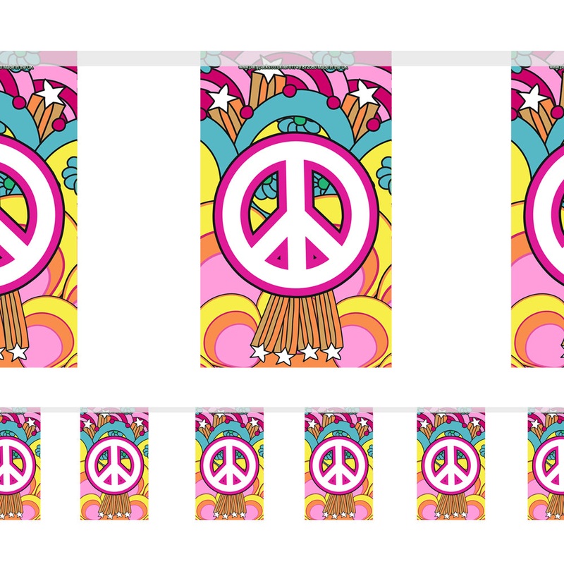 1960’s Hippie ‘Peace Sign’ Themed Flag Bunting – 2.4m