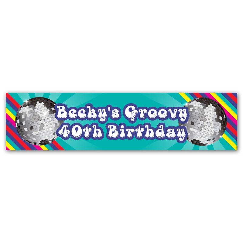 1970’s Disco Ball Personalised Banner Party Decoration – 1.2m