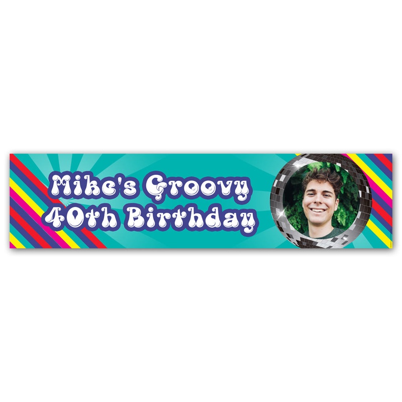 1970’s Disco Ball Personalised Photo Banner Party Decoration – 1.2m