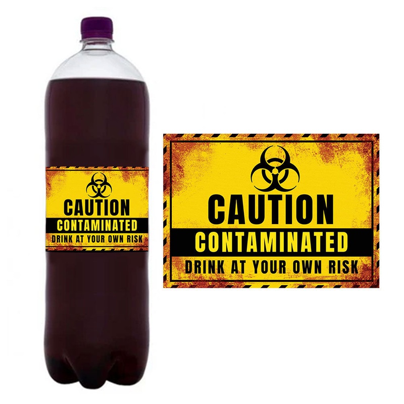 Zombie Apocalypse Contaminated Halloween Drinks Labels – Sheet of 4