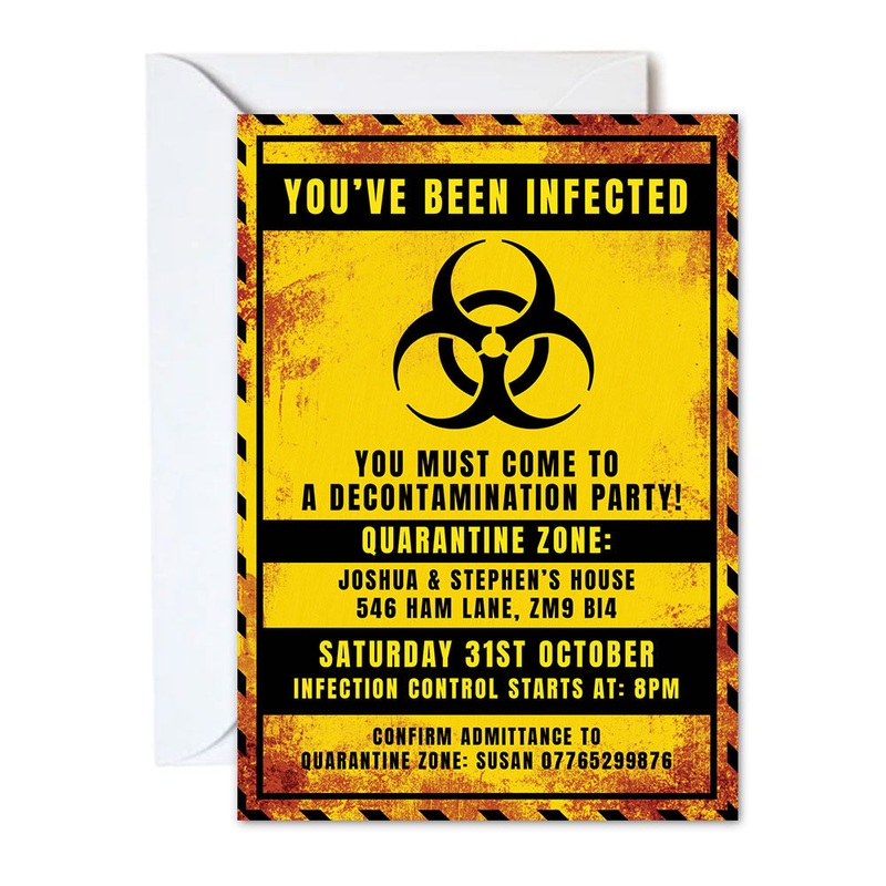 Zombie Apocalypse Personalised Halloween Party Invitation – Pack of 16