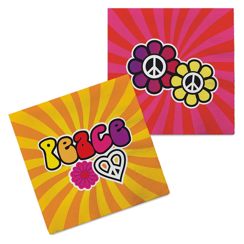 1960’s Hippie Paper Napkins  – 33cm – Pack of 20
