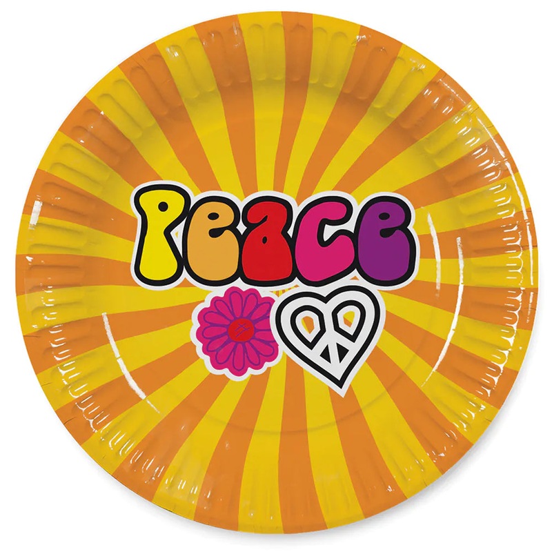 1960’s Hippie Paper Plates  – 23cm – Pack of 8