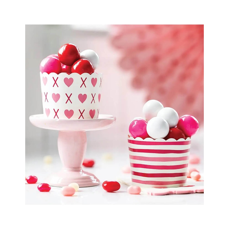 Pink XOXO and Red Stripes Baking Cups (Set of 50)